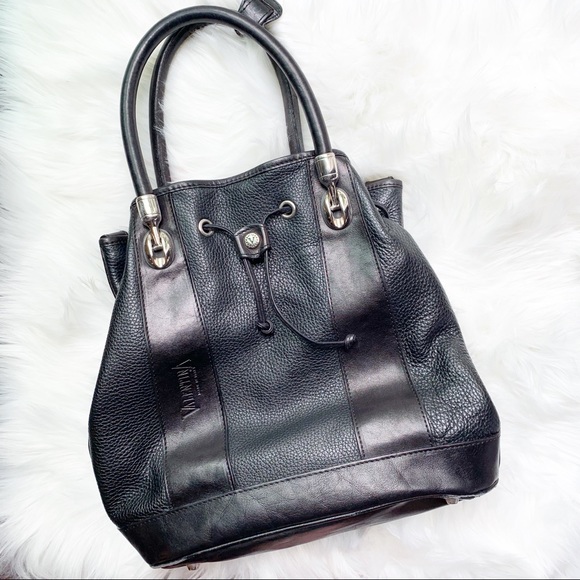 Valentina Handbags - Valentina Pebbled Leather Drawstring Bucket Bag